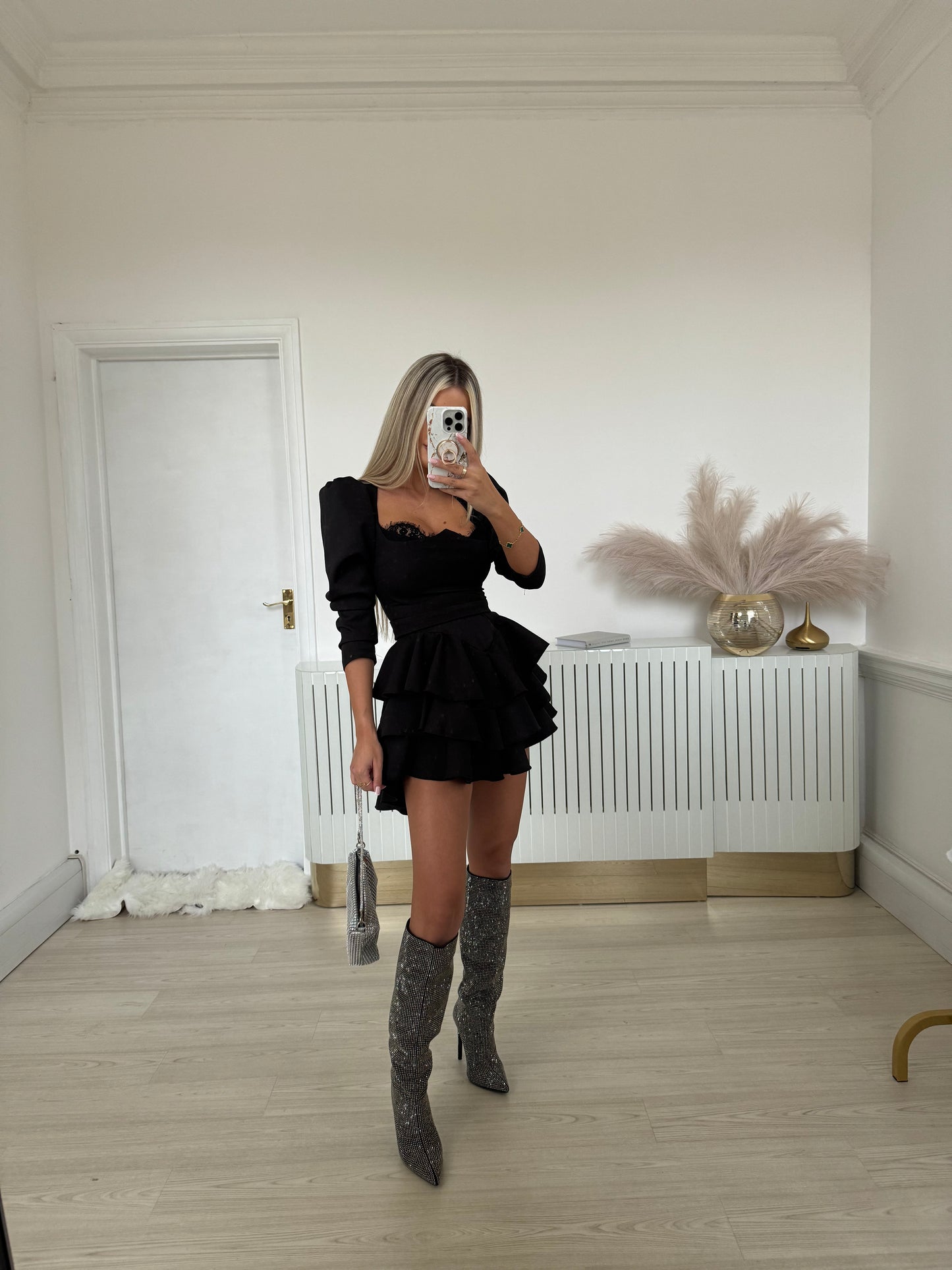 QUEEN B black ruffled dress