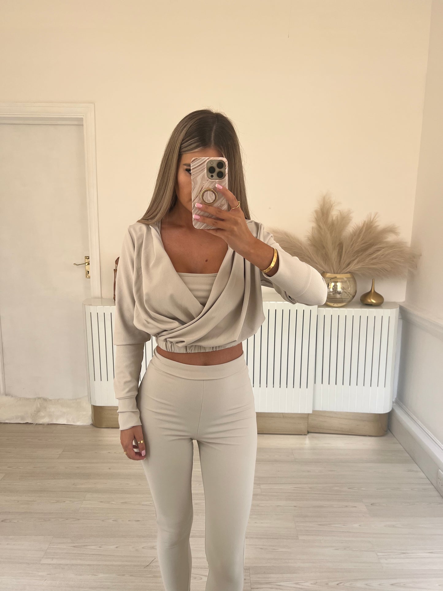 Wrap ribbed JACKET beige
