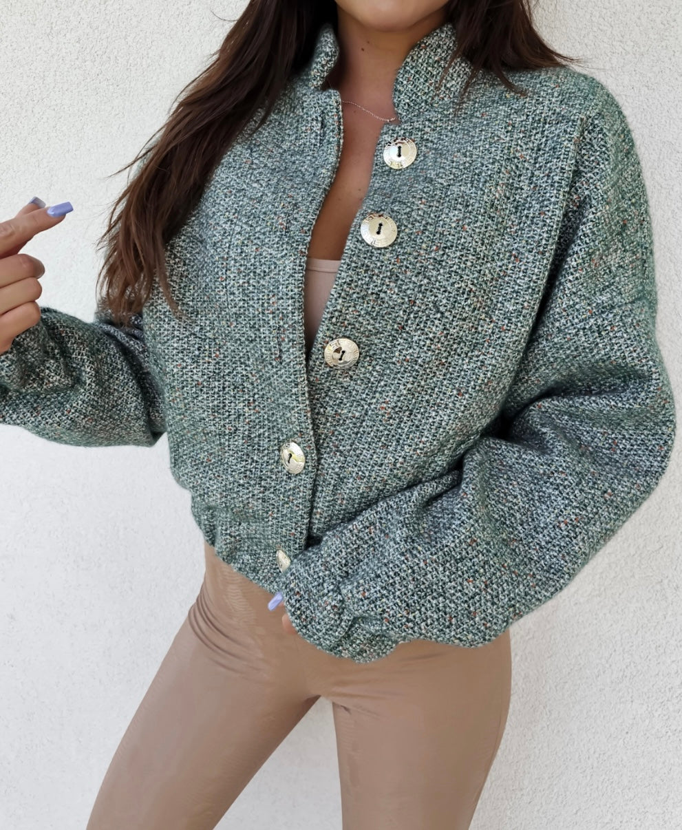 Green crop jacket