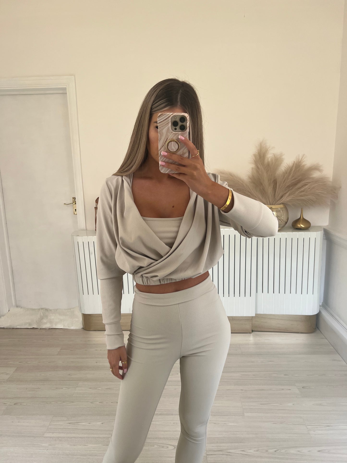 Wrap ribbed JACKET beige