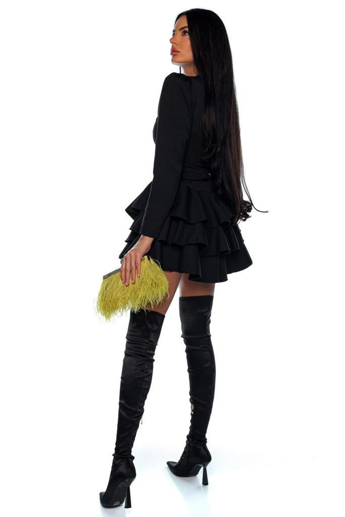 QUEEN B black ruffled dress