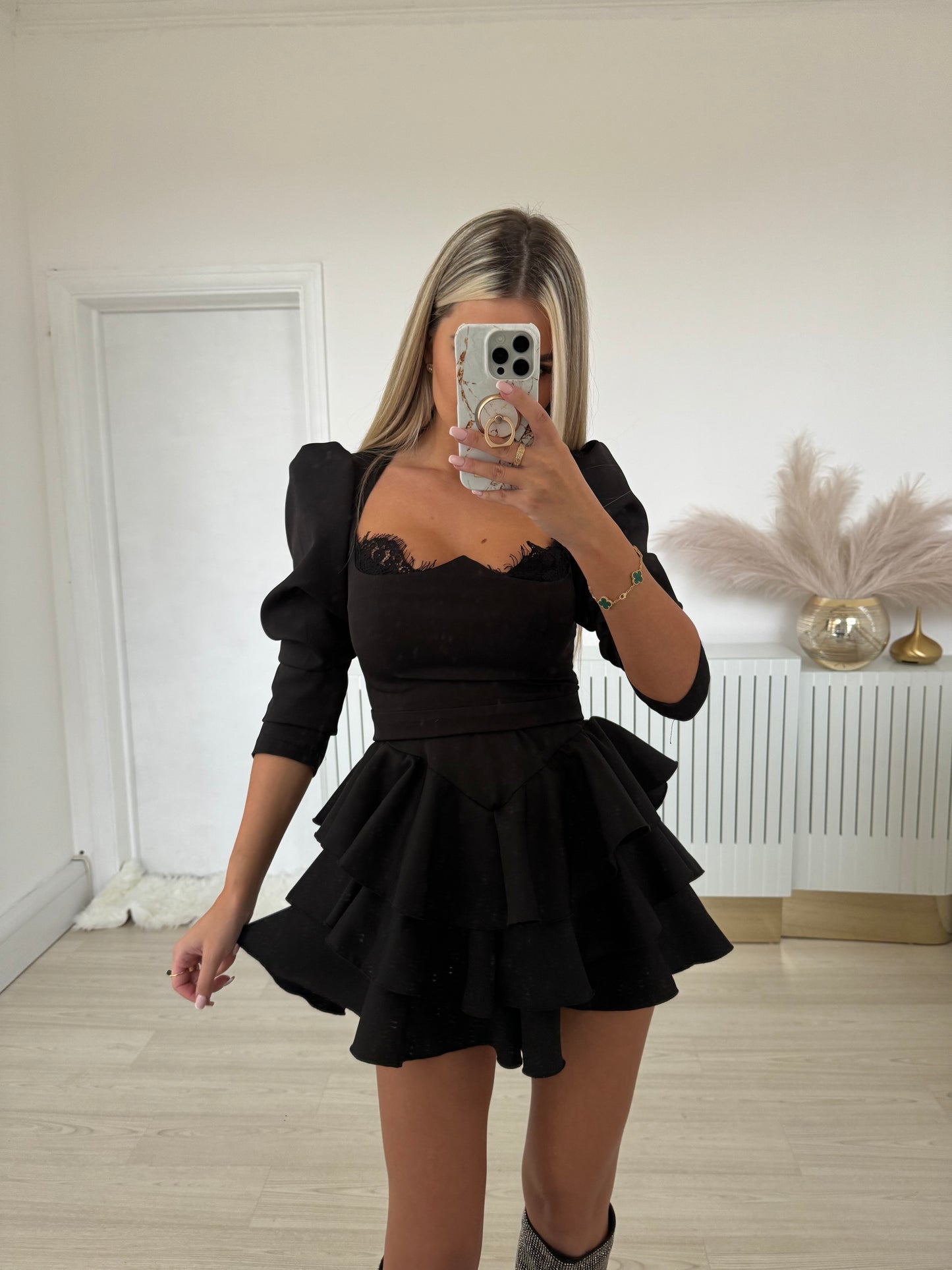 QUEEN B black ruffled dress