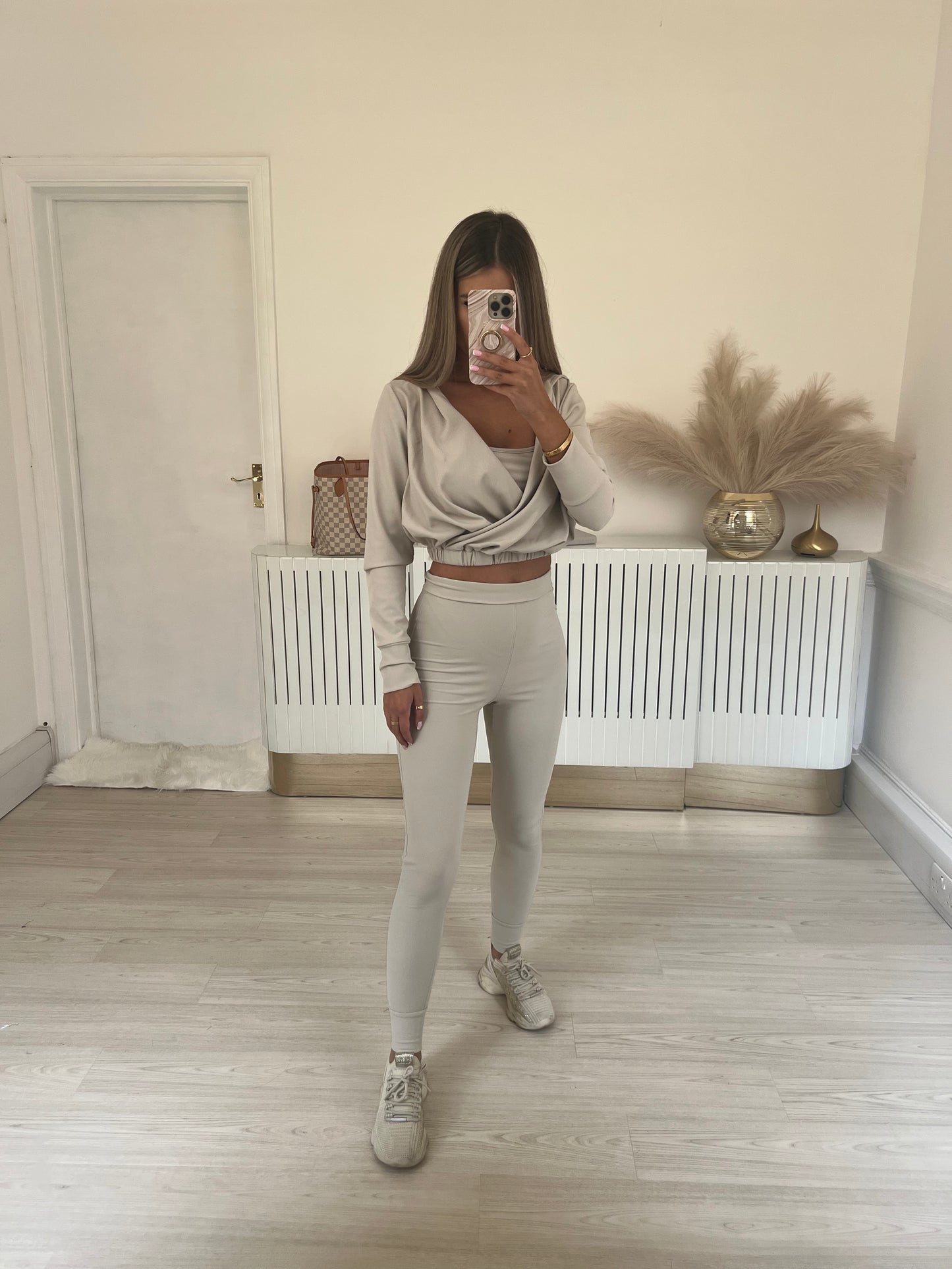 Beige ribbed LEGGINGS