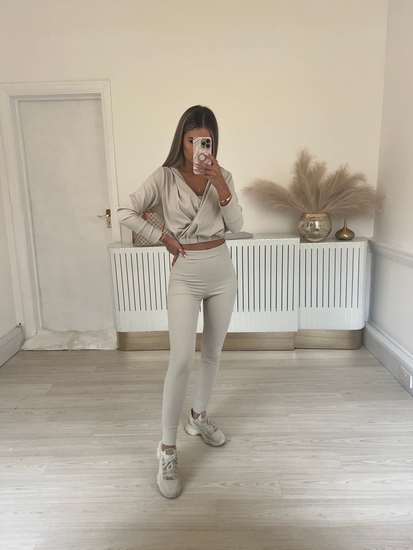 Beige ribbed LEGGINGS