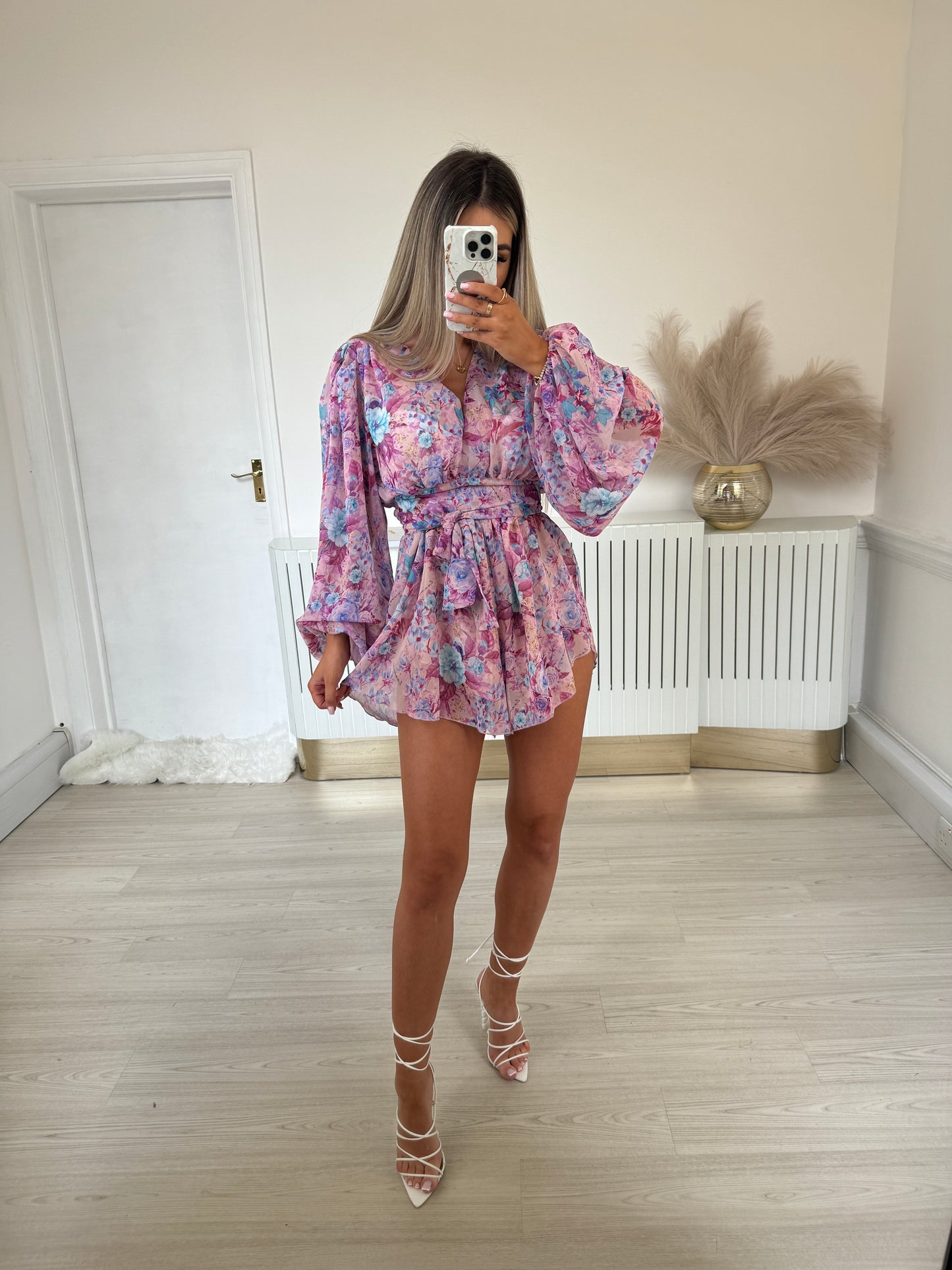 Purple & blue print chiffon set