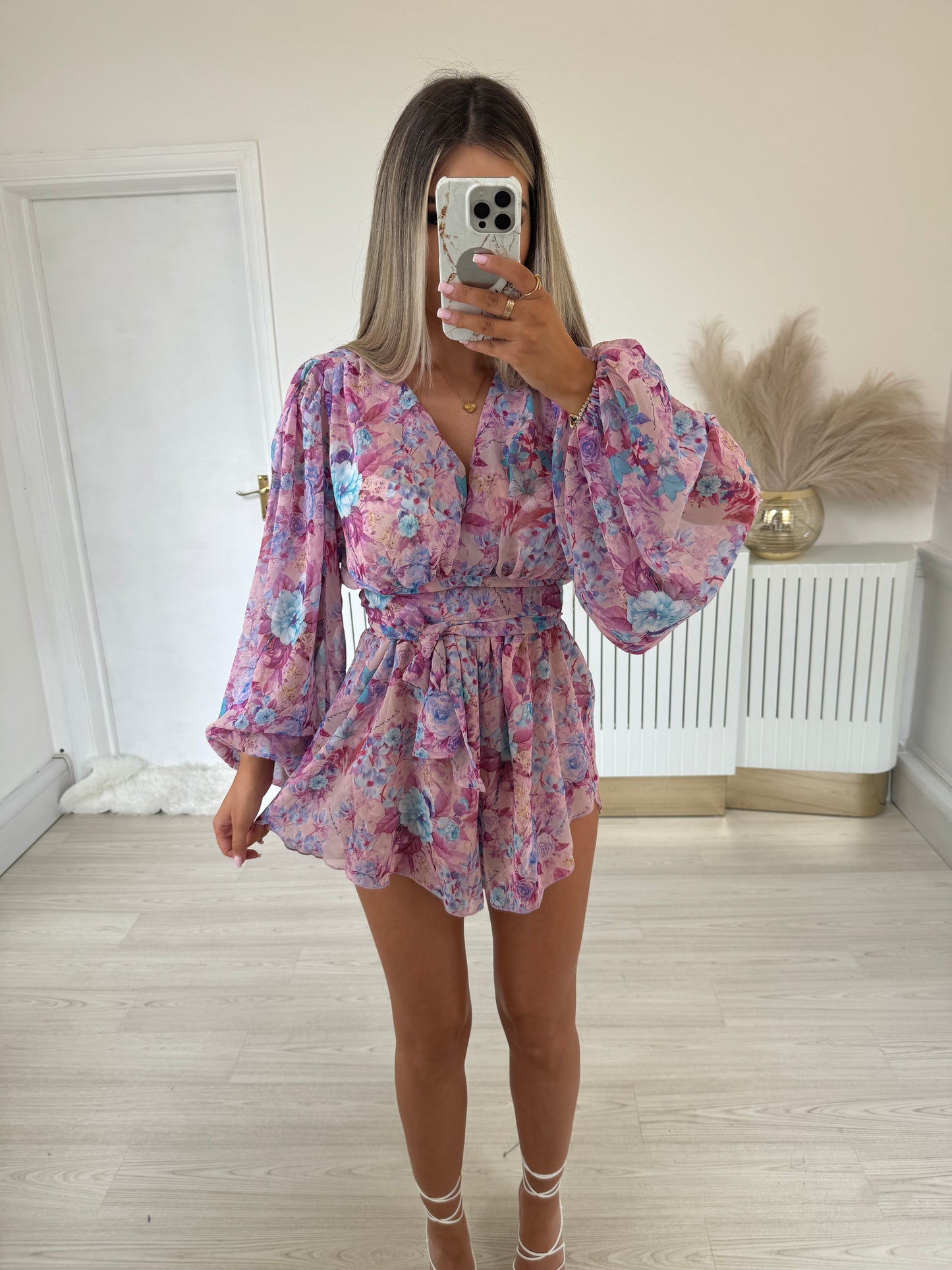 Purple & blue print chiffon set