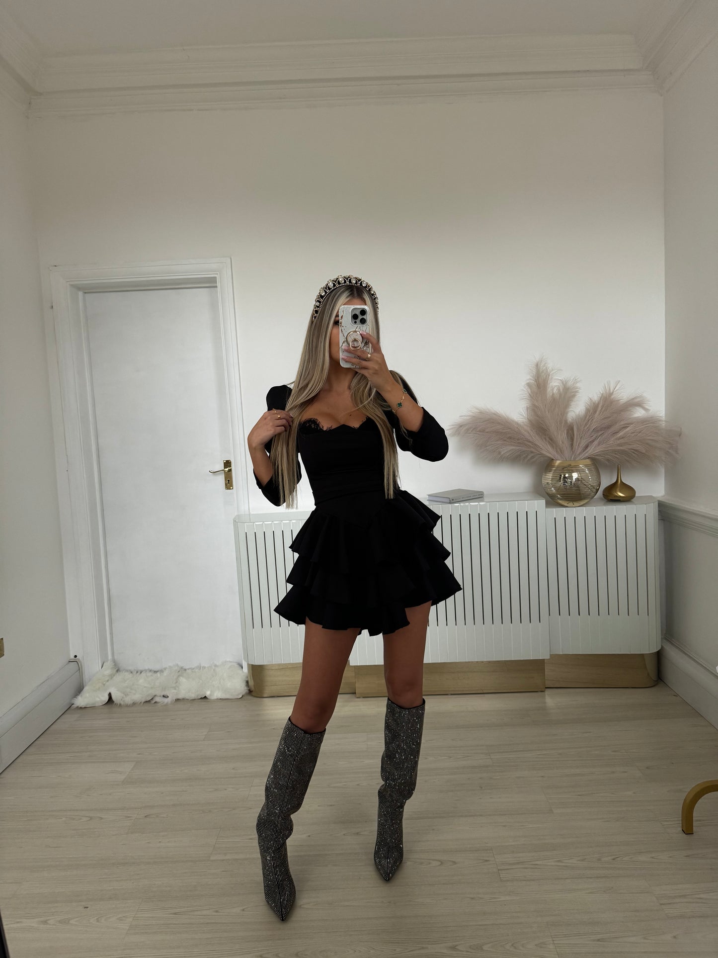 QUEEN B black ruffled dress